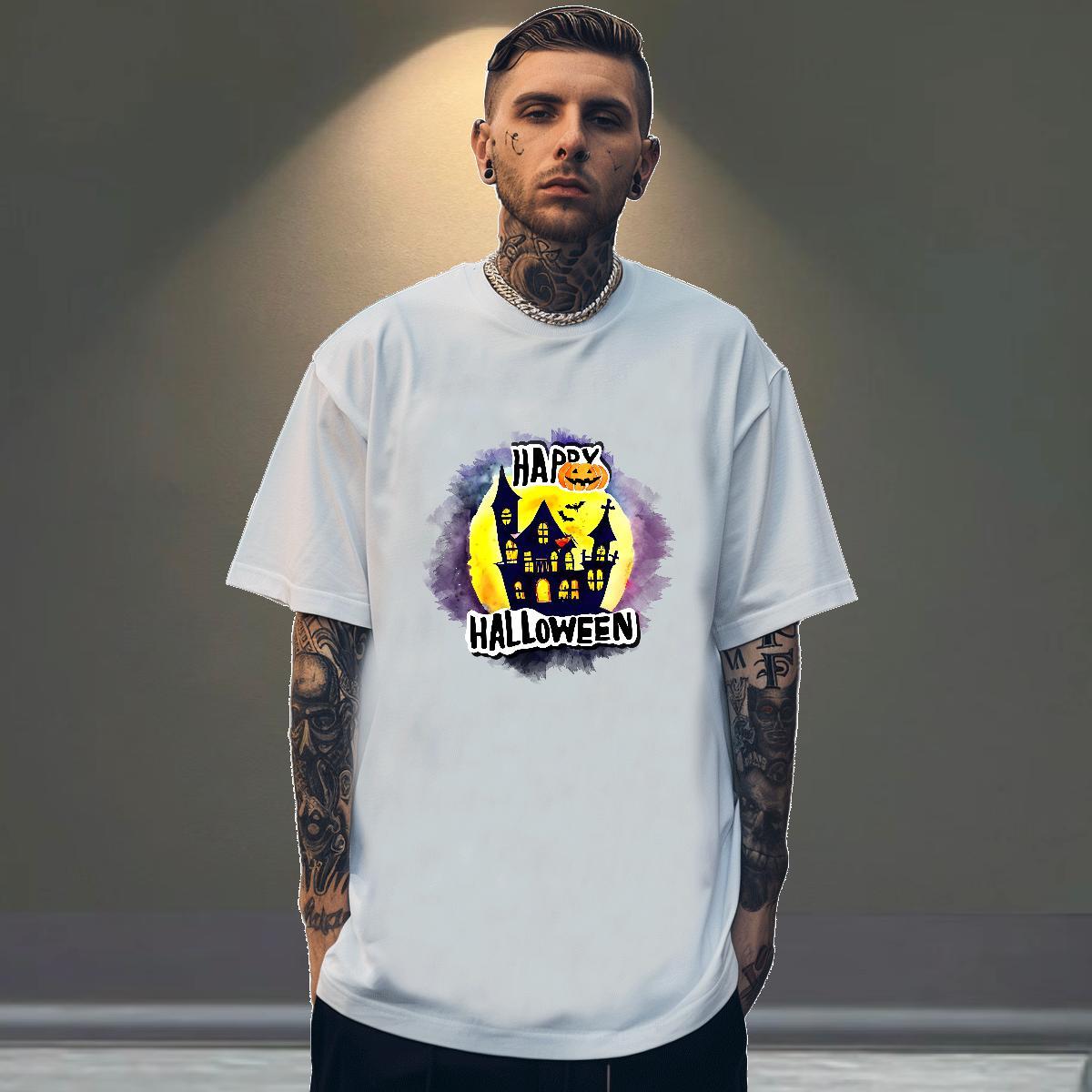 2024 DIY Man T Shirts 230g Pure Cotton Hip Hop Street Tees Short Sleeve Soft Loose Tshirts Black White