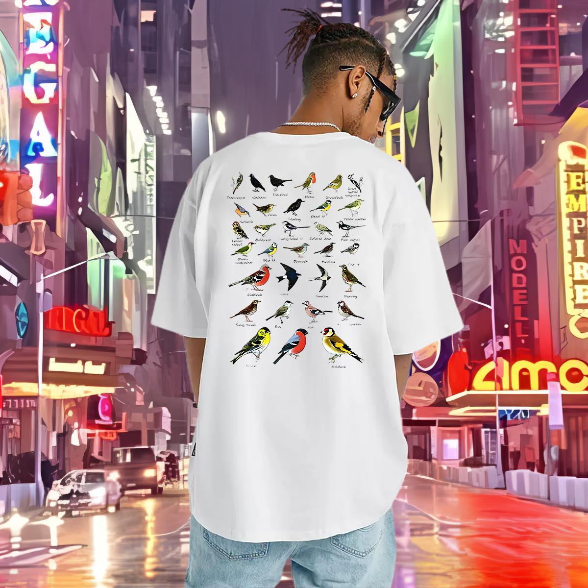 Designer T-Shirts for Men 230g 100% Cotton bird High Street Hip Hop Tops Tees Breathable Short Sleeve Loose Fit Tshirt for Man Woman White Plus Size