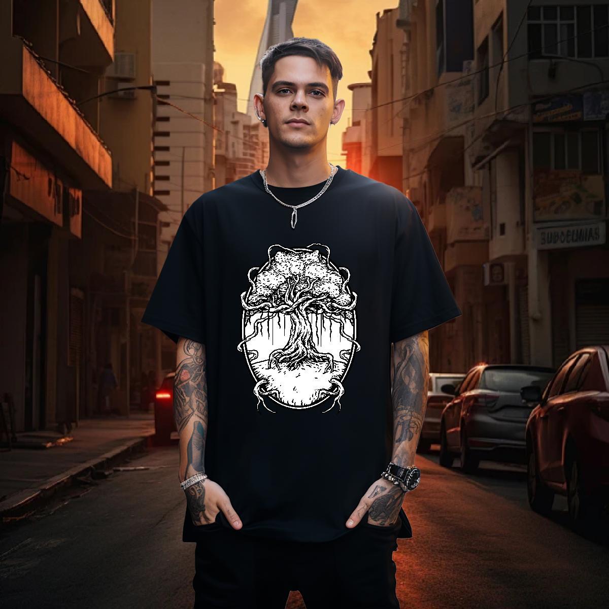 T-Shirts 230g Cotton tree Outdoor Breathable Soft Plus Size Custom Men Tees DIY Popular Wear