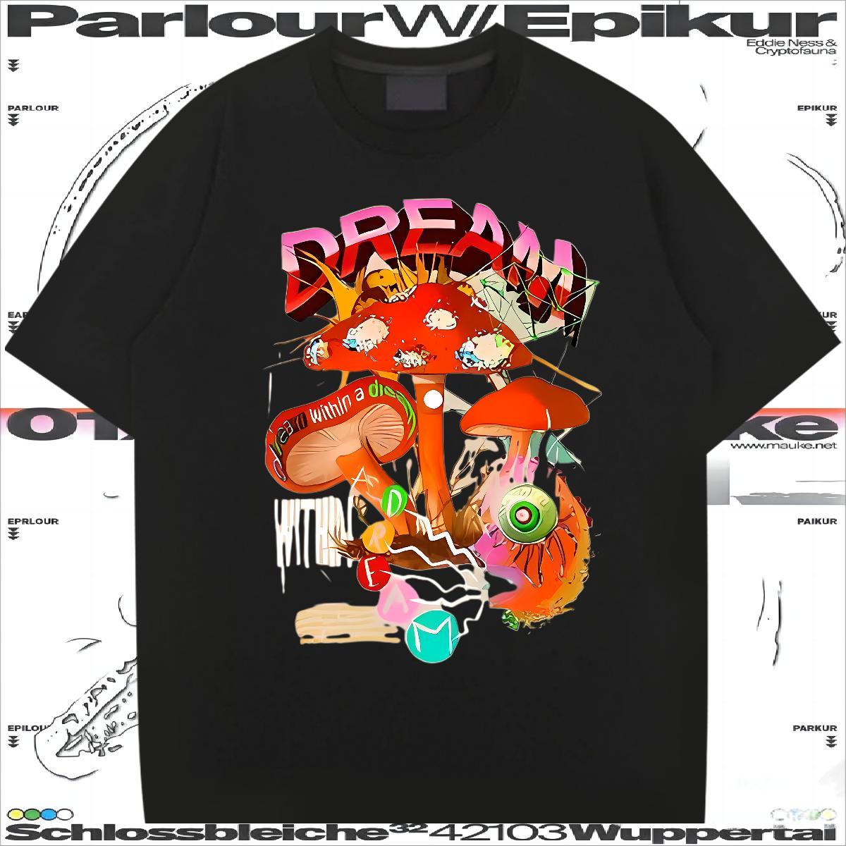 2024 T-Shirts for Men 230g Cotton mushroom Street Casual Clothings Breathable Short Sleeve Classic Couples T Shirts Anime