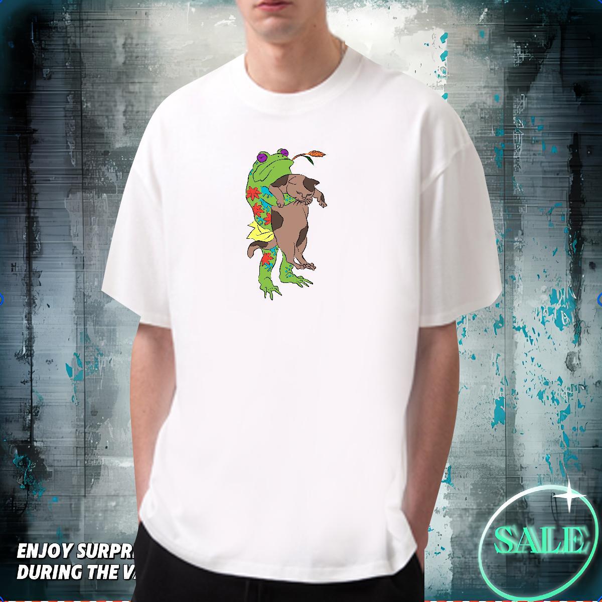 2024 Designer Man T Shirts 230g Cotton Frog Daily Outfit Tops Tees Short Sleeve Soft Unisex Men Tshirts Custom Anime