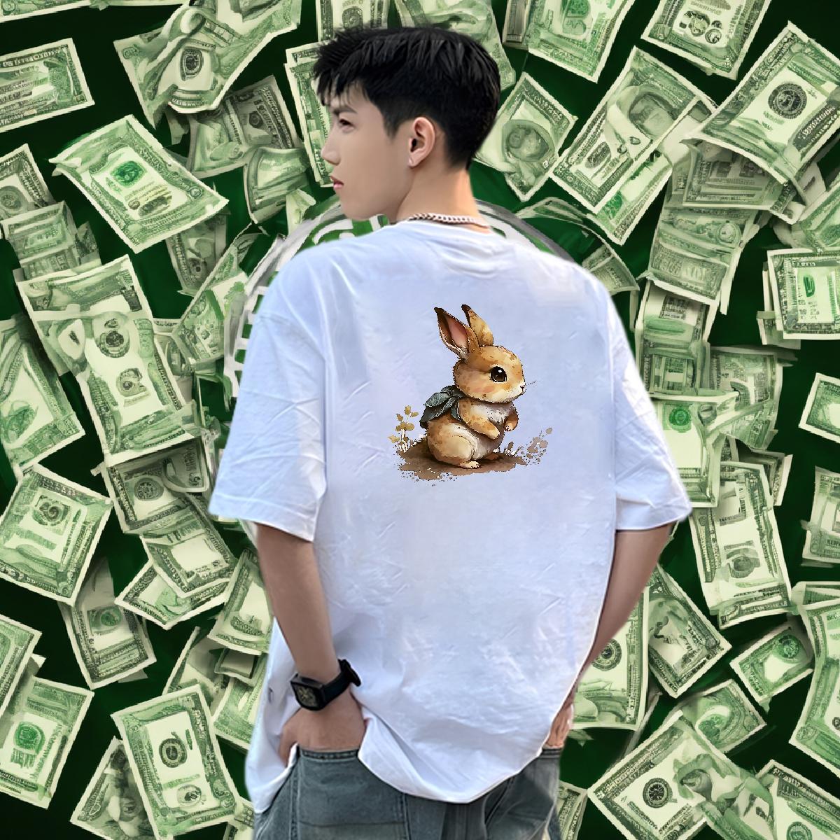 Fashion Designer T-Shirts for Men 230g Pure Cotton rabbit Daily Wear Polos Short Sleeve Soft Brand Mens Tshirts Asian Size