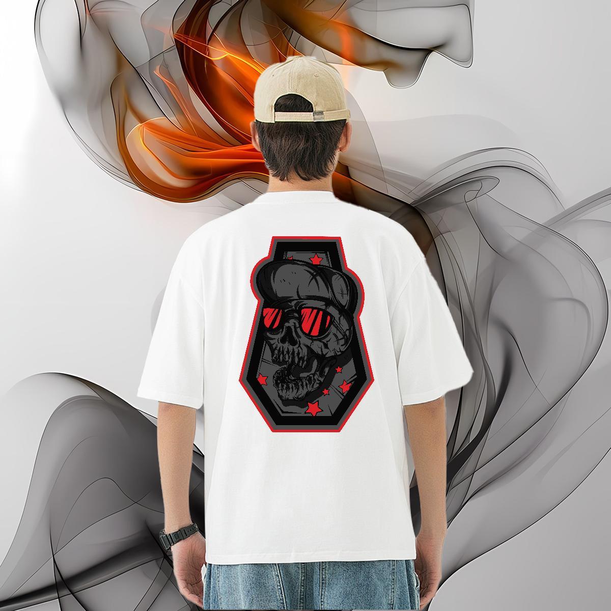Classic Casual T-Shirts for Men skull Tshirts 230g 100% Cotton Casual Daily Wear Loose Plus Size Cartoon Crew Neck Breathable Couples T Shirts
