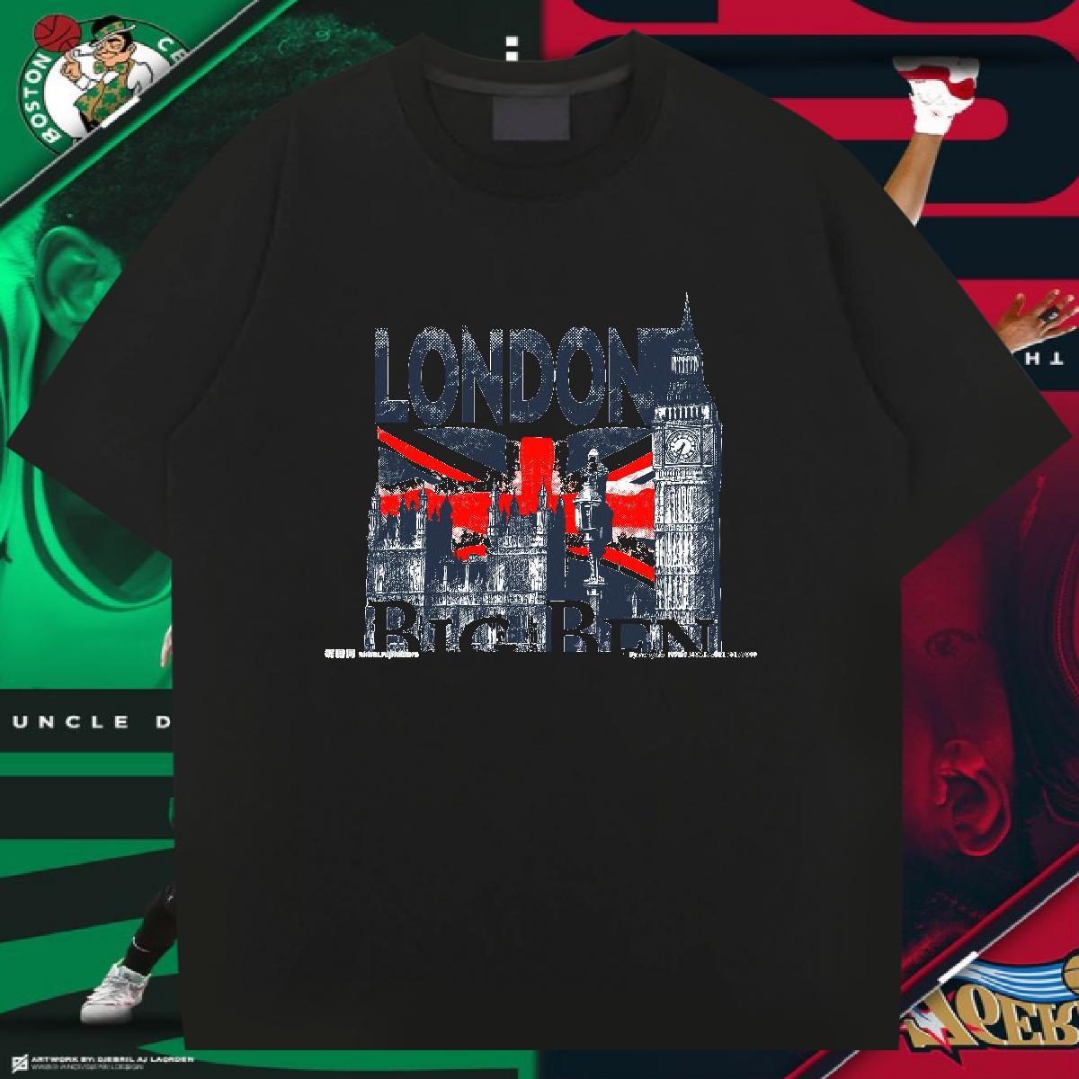 T-Shirts 230g Cotton Tall buildings Anime Printing Street Crew Neck Breathable Custom Printing Tshirt for Man Woman New Designer Brand Polos