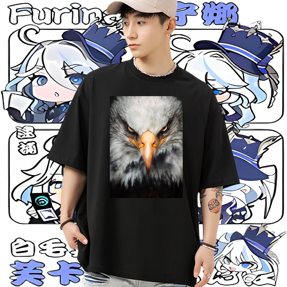 Casual New Man T Shirts 230g 100% Cotton eagle Home Outdoor Tee Shirt Breathable Crew Neck Popular Men Clothes T-Shirt DIY Printed