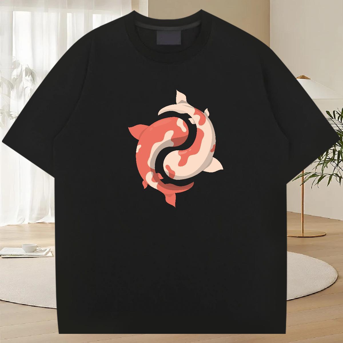 Wholesale Tshirt for Man Woman 230g 100% Cotton Sports Casual fish Black Oversized Short Sleeve Soft DIY Customized T-Shirts for Men Tshirts