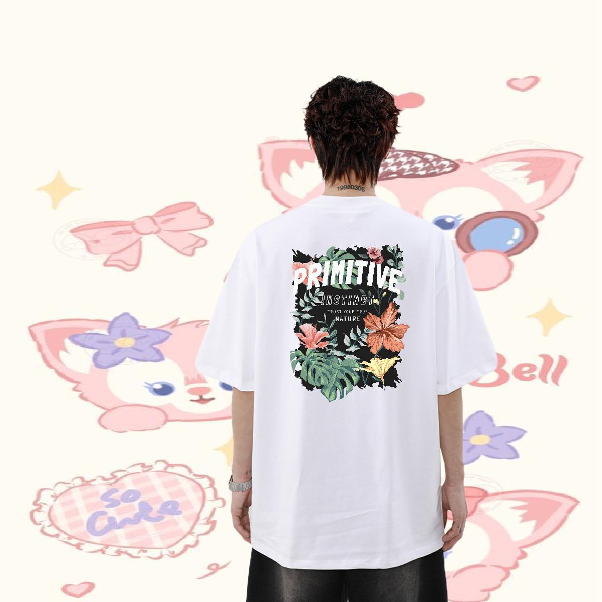 Fashion New Men T Shirts 100% Cotton 230g flower Street Wear Clothes Breathable Crew Neck Unisex Men Clothes T-Shirt Oversized 3XL 4XL