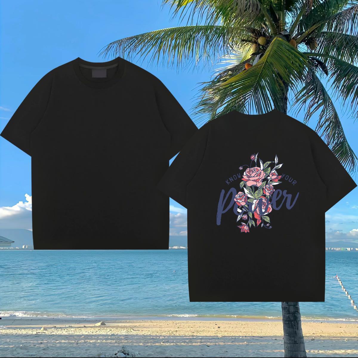 New Designer Men T Shirts 230g Pure Cotton flower Street Wear Clothes Breathable Short Sleeve Comfortable Men Tops Tees Custom Printed