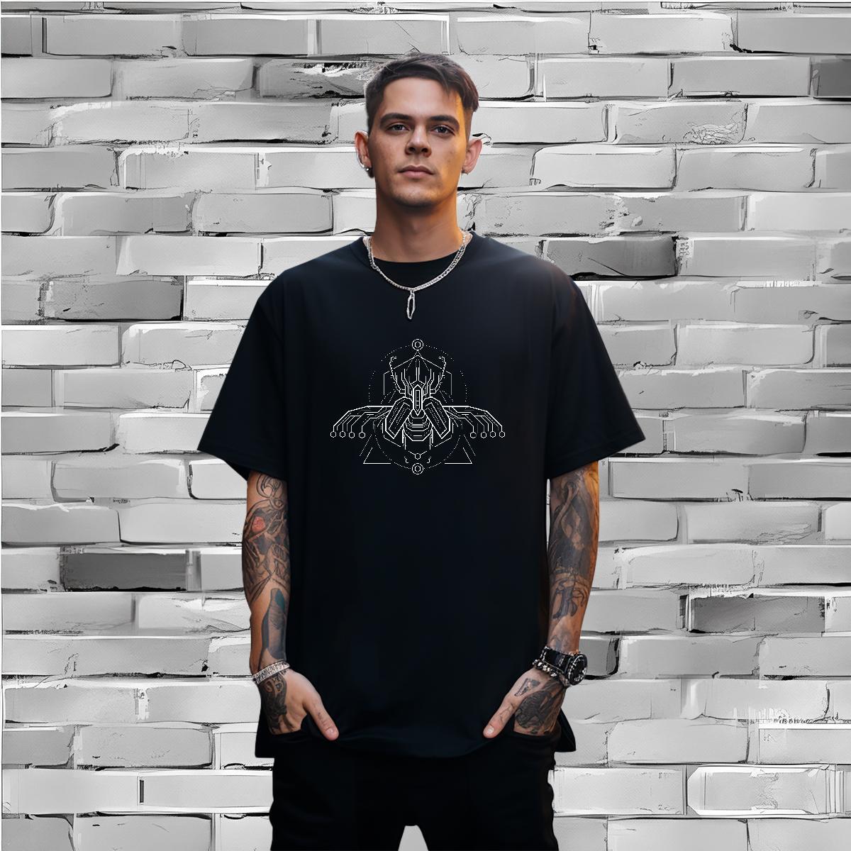 Man T Shirts 230g 100% Cotton Geometric line Sport Short Sleeve O-Neck Floral Print Men Tops Tees Stylist Cool Design Clothings