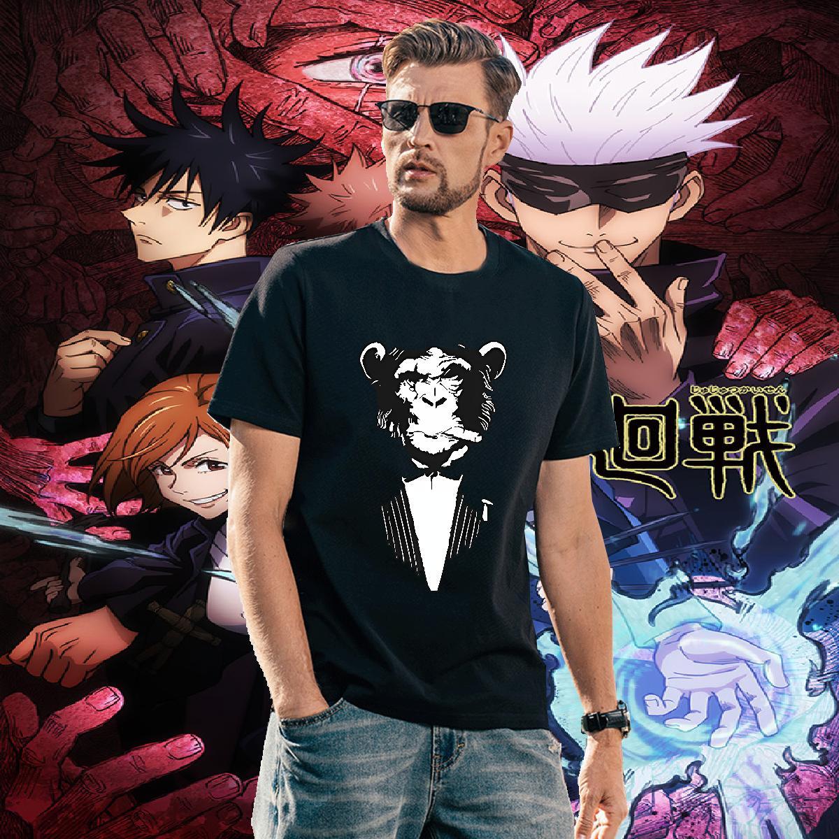 Unisex Tshirts 100% Cotton 230g chimpanzee Men T Shirts Spring Summer Short Sleeve Soft Plus Size Cartoon Classic Casual Top Tees