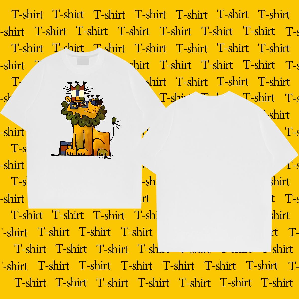 Customized Men T Shirts 230g Cotton lion Summer Casual Tops Tees Breathable Crew Neck Popular Men Tops Tees Customized Print