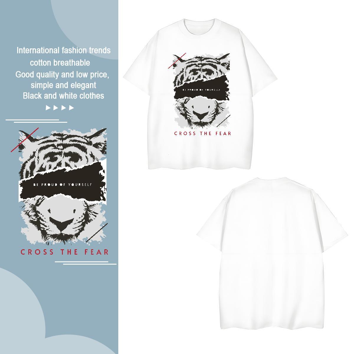 T shirt 230g 100% Cotton Street wear Hip Hop Breathable Short Sleeve DIY Printed Men Tees 2024 New Cool Design Top Tees