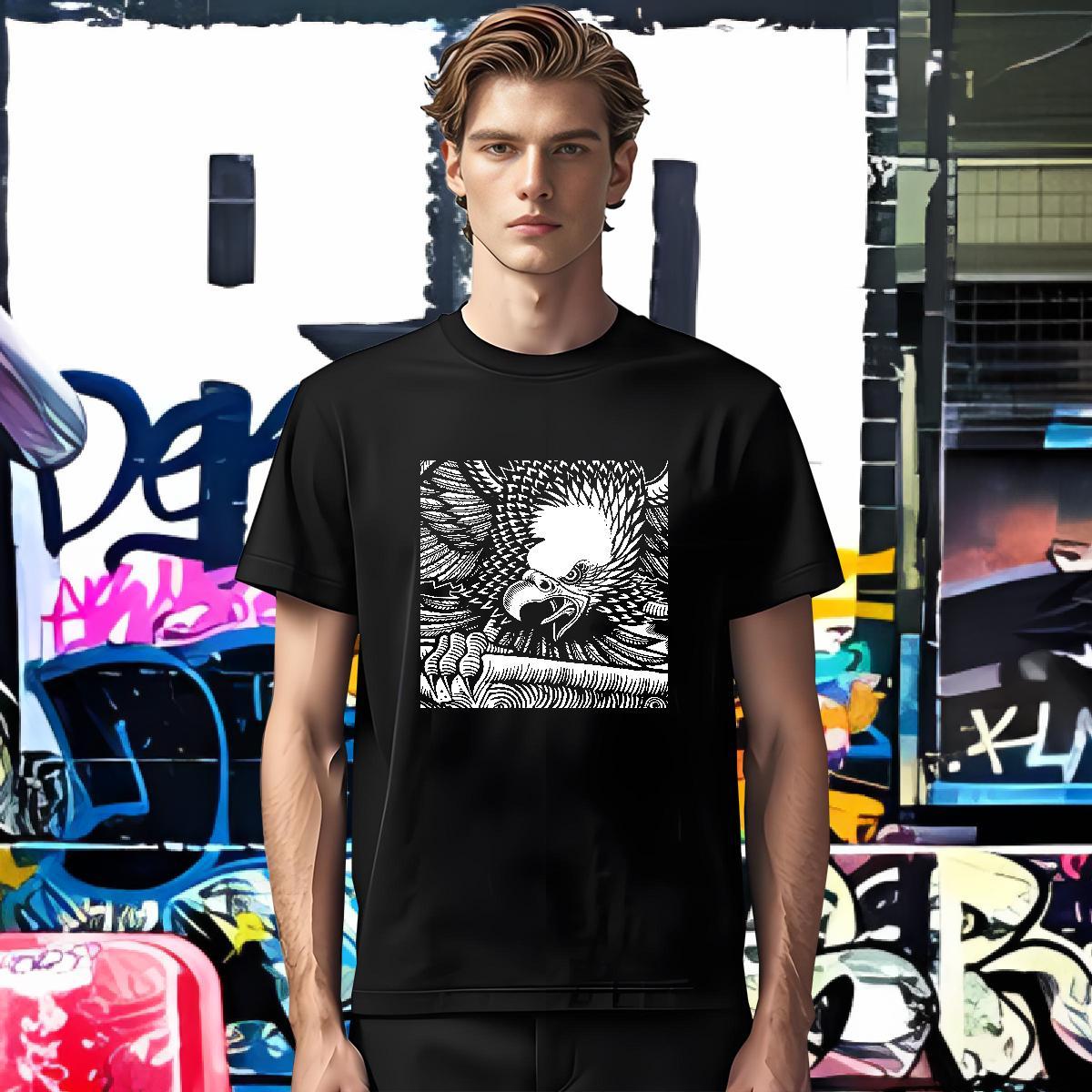 Fashion New T-Shirts 230g Pure Cotton eagle Casual Beach Tees Shirts Breathable Crew Neck Brand Mens Tshirts Customized