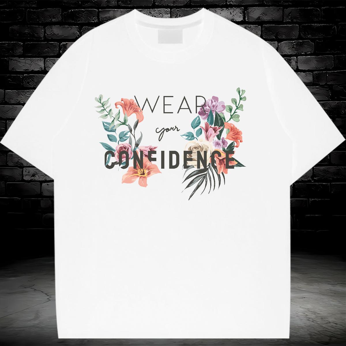 Wholesale Womens T Shirts Round Neck Short Sleeve Lady T shirt Floral Print flower Street Casual 100% Cotton 230g 2024 Casual Top Tees