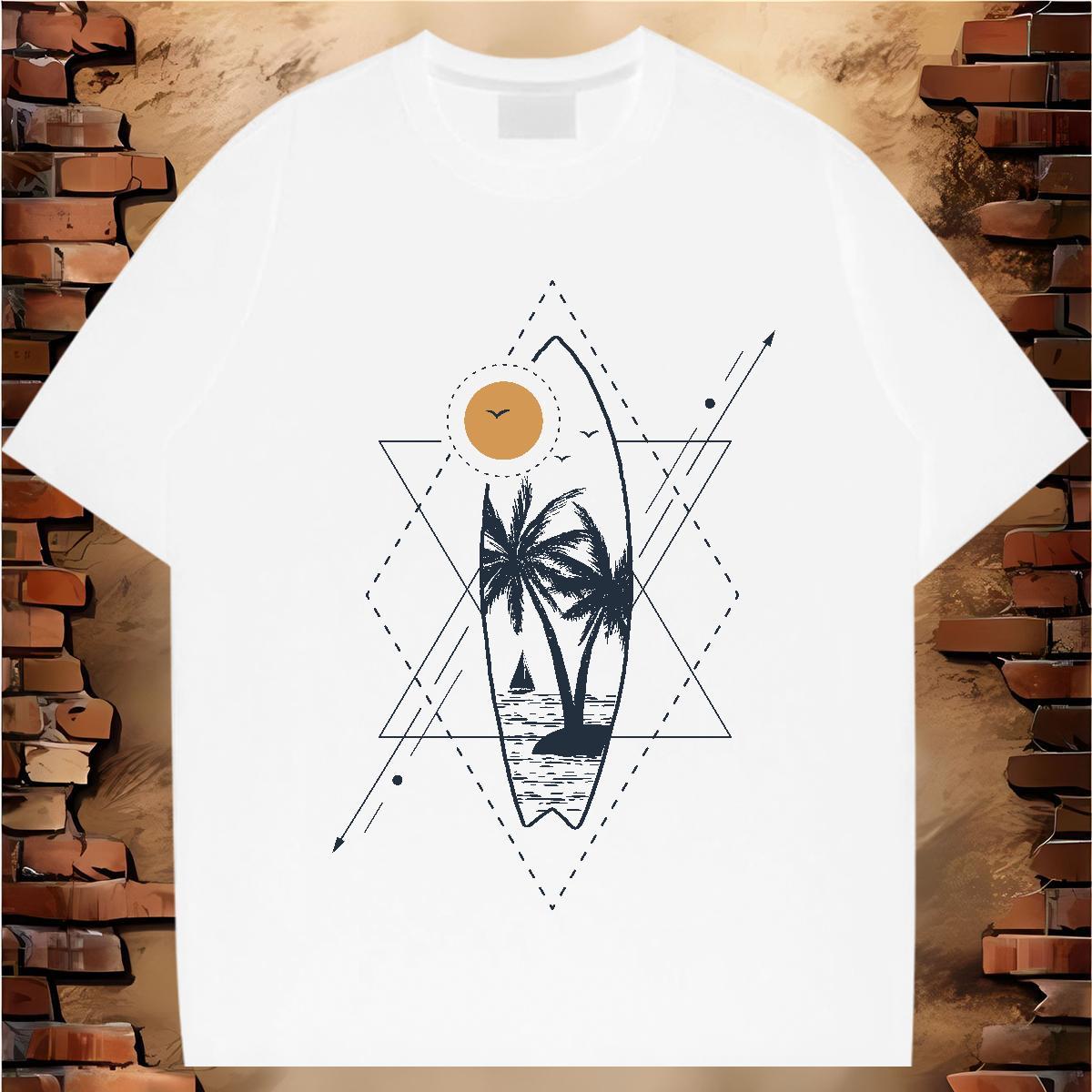 New Designer T-Shirts 230g Cotton tree Casual Beach Clothes Breathable Soft Cool Mens Tshirts Graphic