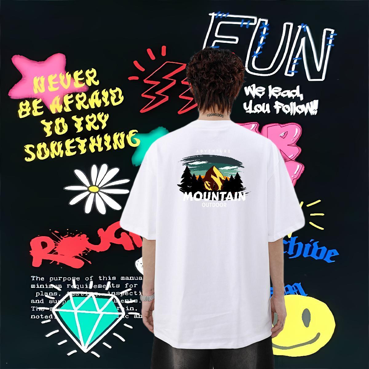 Designer Fashion T Shirt For Man 230g Cotton tree Sports Casual Tops Tees Crew Neck Breathable Unisex Men Tops Tees Oversized 3XL 4XL
