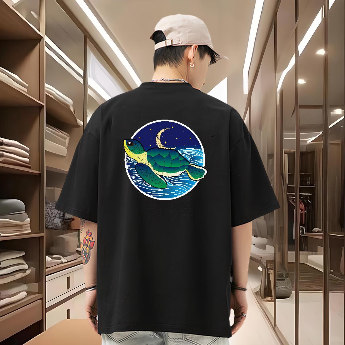 Free Shipping T shirt 100% Cotton 230g tortoise Casual Beach Clothes Breathable Short Sleeve Loose Fit Men Tshirts DIY Logo Oversized