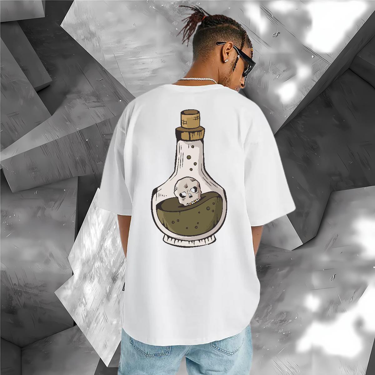 Free Shipping T shirt 230g 100% Cotton skull High Street Hip Hop Tops Shirt Short Sleeve Soft Classic Men Clothes T-Shirt Anime Print