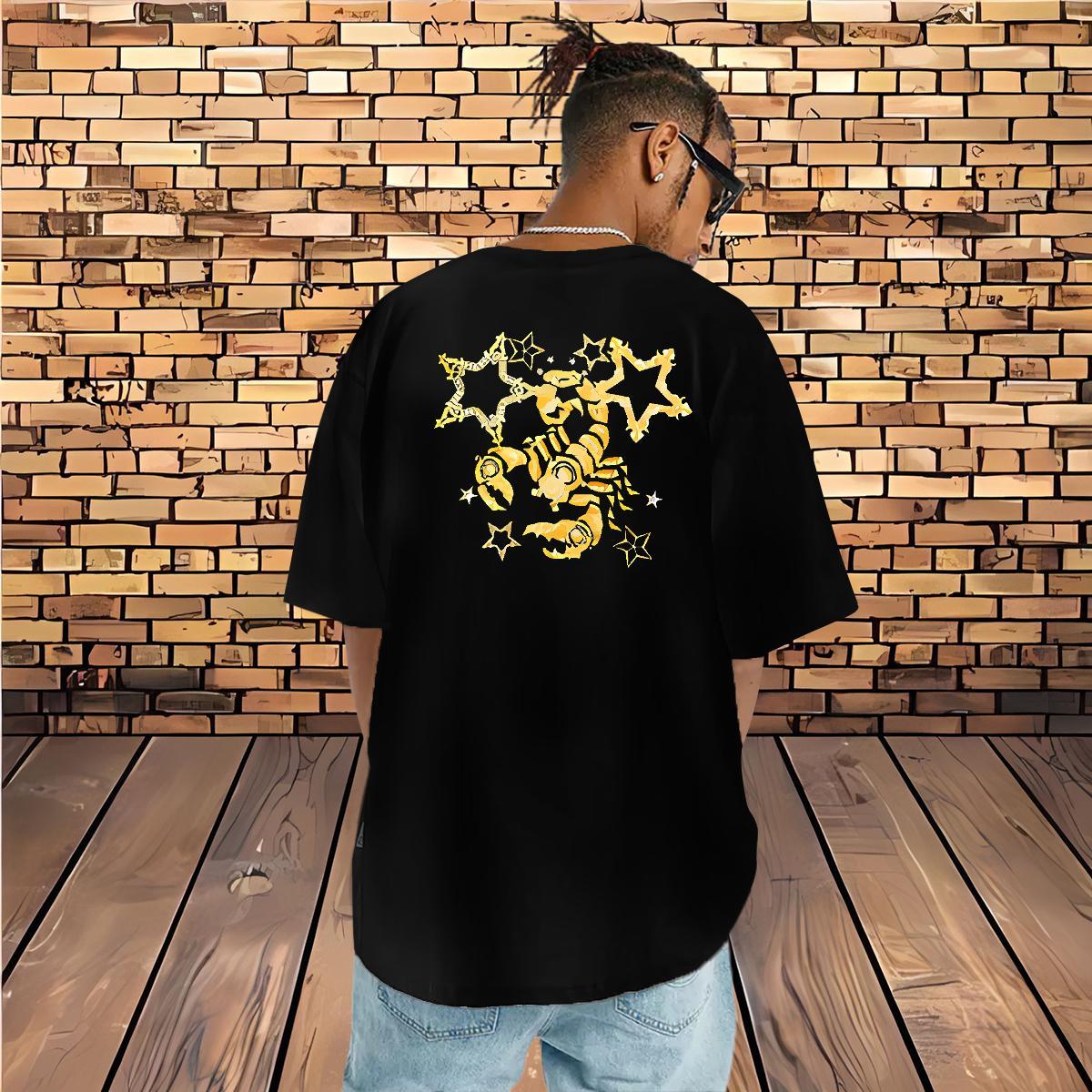 Fashion T-Shirts 230g Pure Cotton scorpion Street Wear Polos O-Neck Short Sleeve Classic Tshirts Black White
