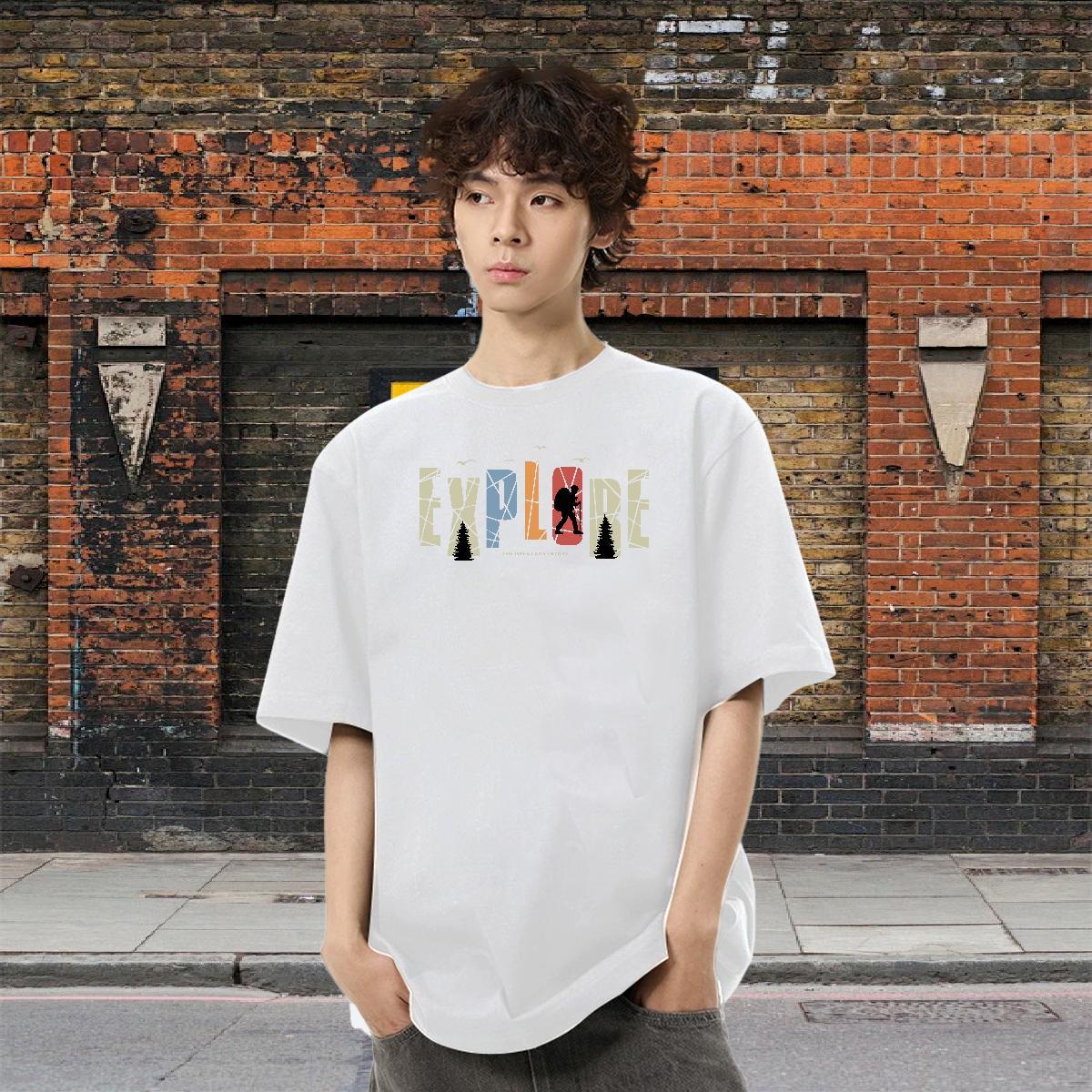 Brand Men Tees 230g 100% Cotton Daily Wear letter Anime Pure Cotton Customized T Shirts Men Tees Shirts