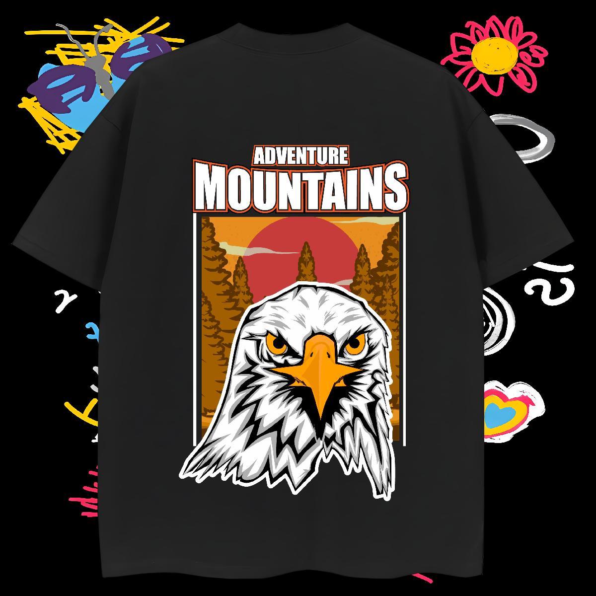 Man T Shirts 230g 100% Cotton eagle Street Casual Breathable Short Sleeve Anime Print Couples T Shirts Fashion Design Classic Wear