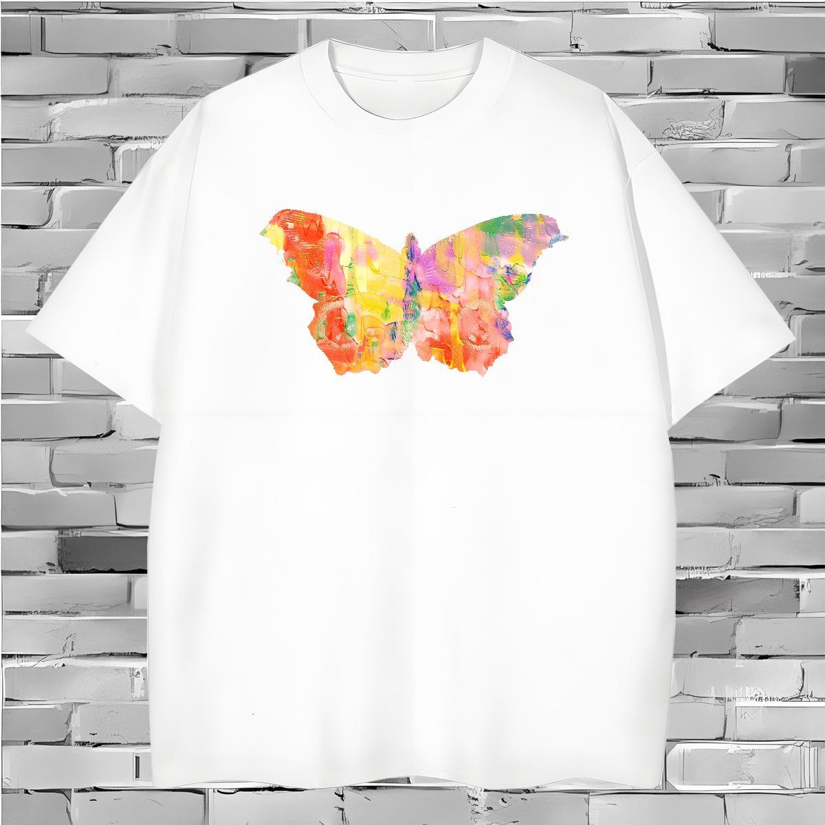 T Shirt For Man 230g 100% Cotton Butterfly Street wear Hip Hop Breathable Crew Neck Black White Men Tshirts Factory Direct Unisex Tops Tees