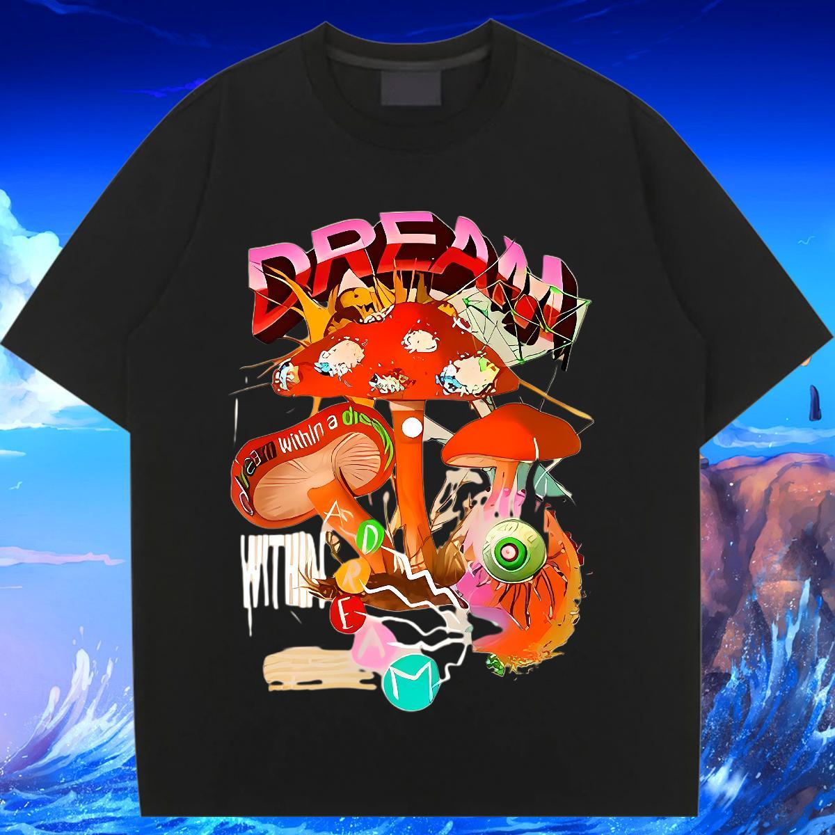 Popular Woman T Shirts Breathable Crew Neck Tshirt for Man Woman Custom Print Plus Size mushroom Casual Beach 230g Pure Cotton 2024 DIY Clothes