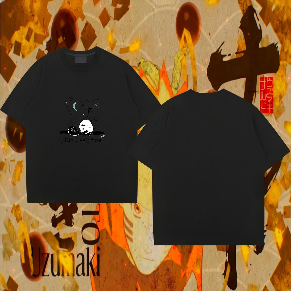 Loose Couples T Shirts 230g Pure Cotton Anime Printing Street letter Black White Round Neck Short Sleeve Fashion New T shirt Tops