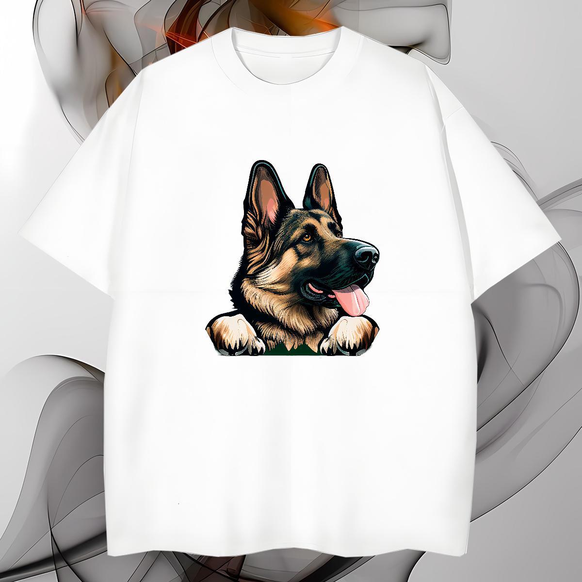 High Quality Men Tops Tees 230g 100% Cotton dog T shirt Casual Daily Wear Round Neck Short Sleeve Plus Size Cartoon 2024 Designer Polos