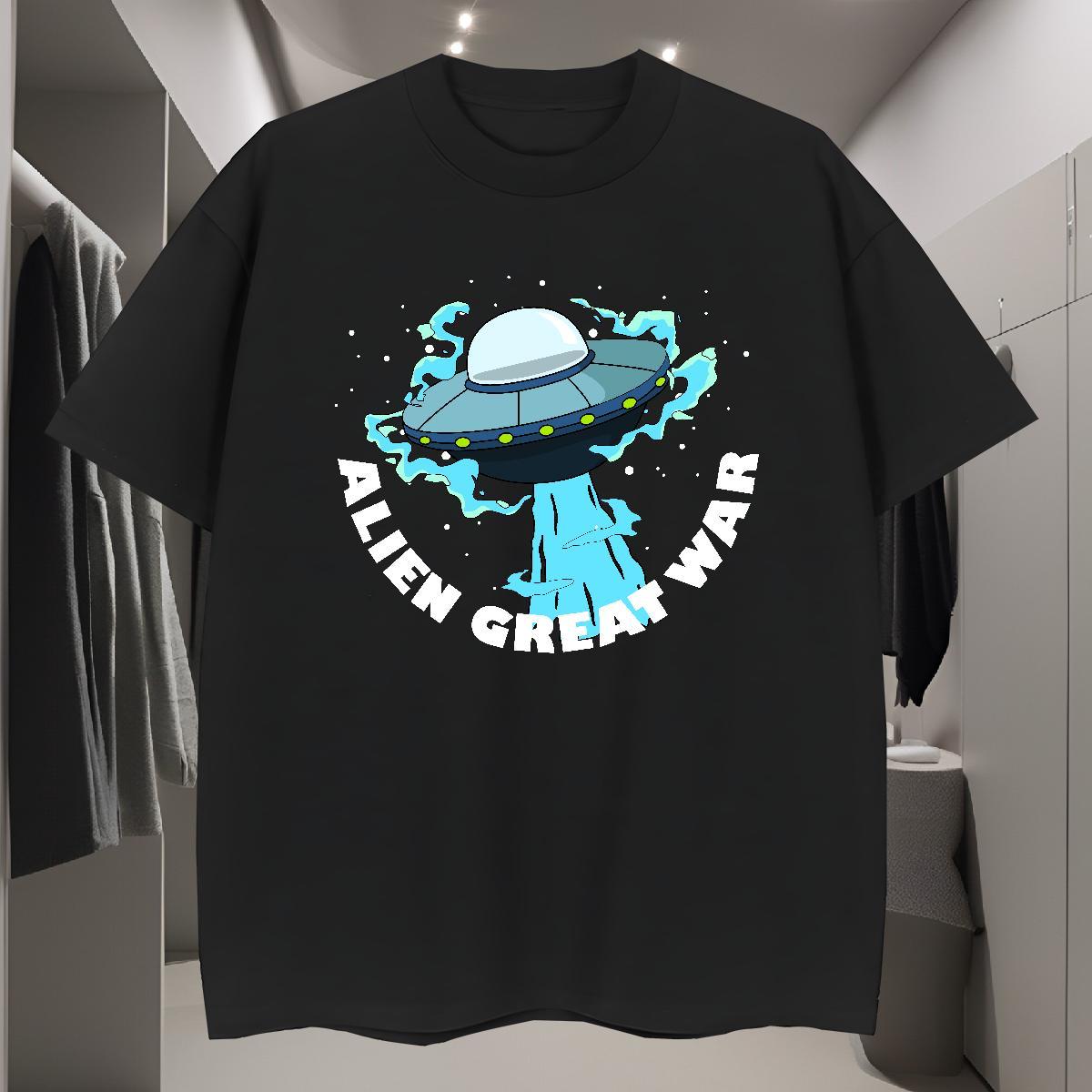 Mens T Shirts 100% Cotton 230g spaceship Hip Hop Short Sleeve Soft Customized Tshirts Fashion Designer TOP Quality Clothings
