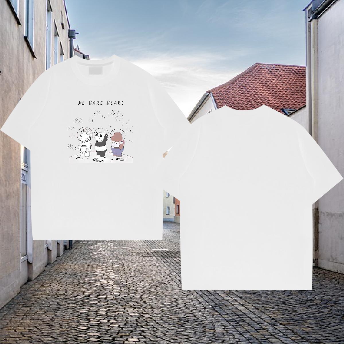 DIY T-Shirts 230g Pure Cotton bear Beach Tshirts Breathable Crew Neck Free Shipping Tshirt for Man Woman Anime Print