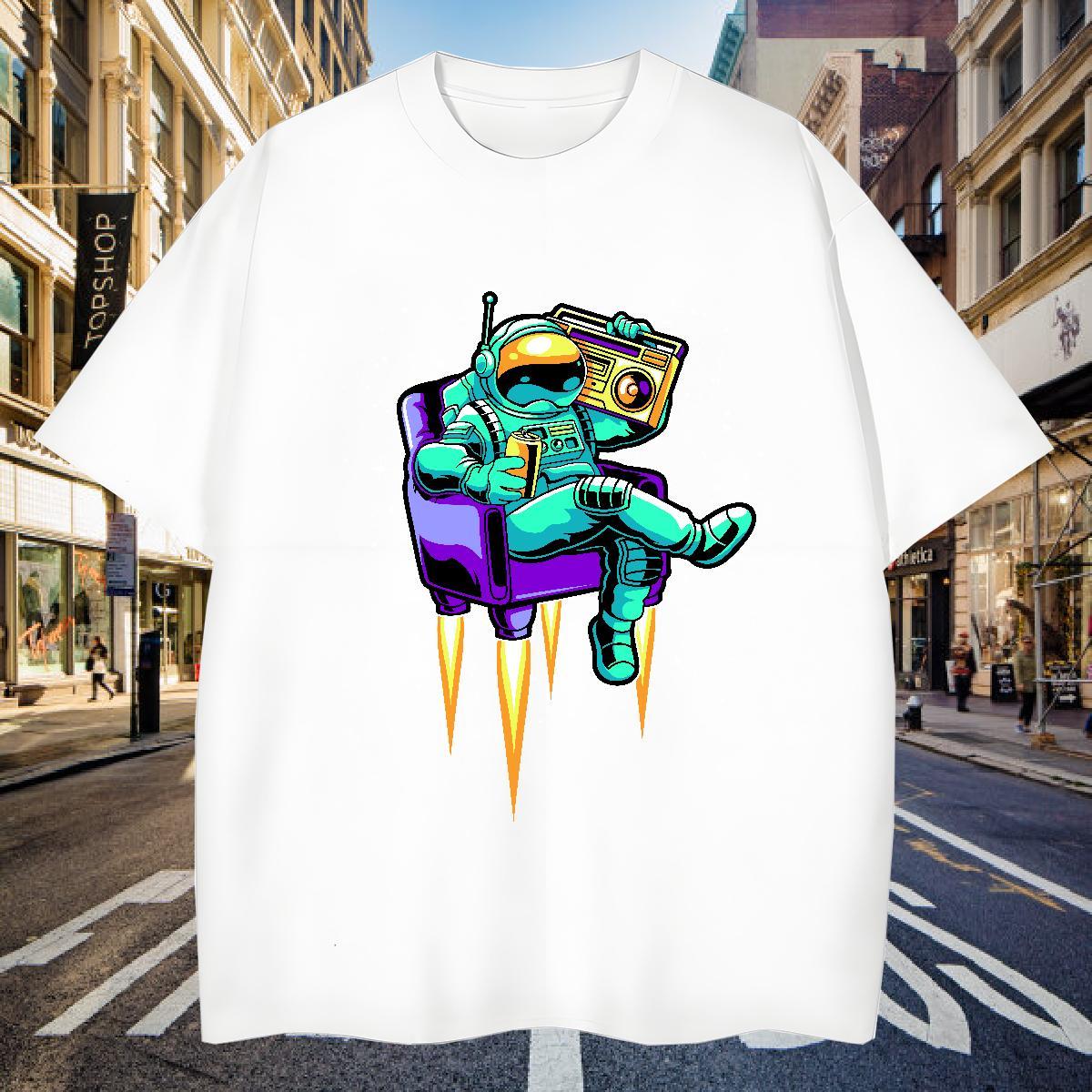 T-Shirts 230g Pure Cotton space Daily Outfit Breathable Crew Neck Custom Print Plus Size Tshirt for Man Woman Fashion Designer Free Shipping Polos