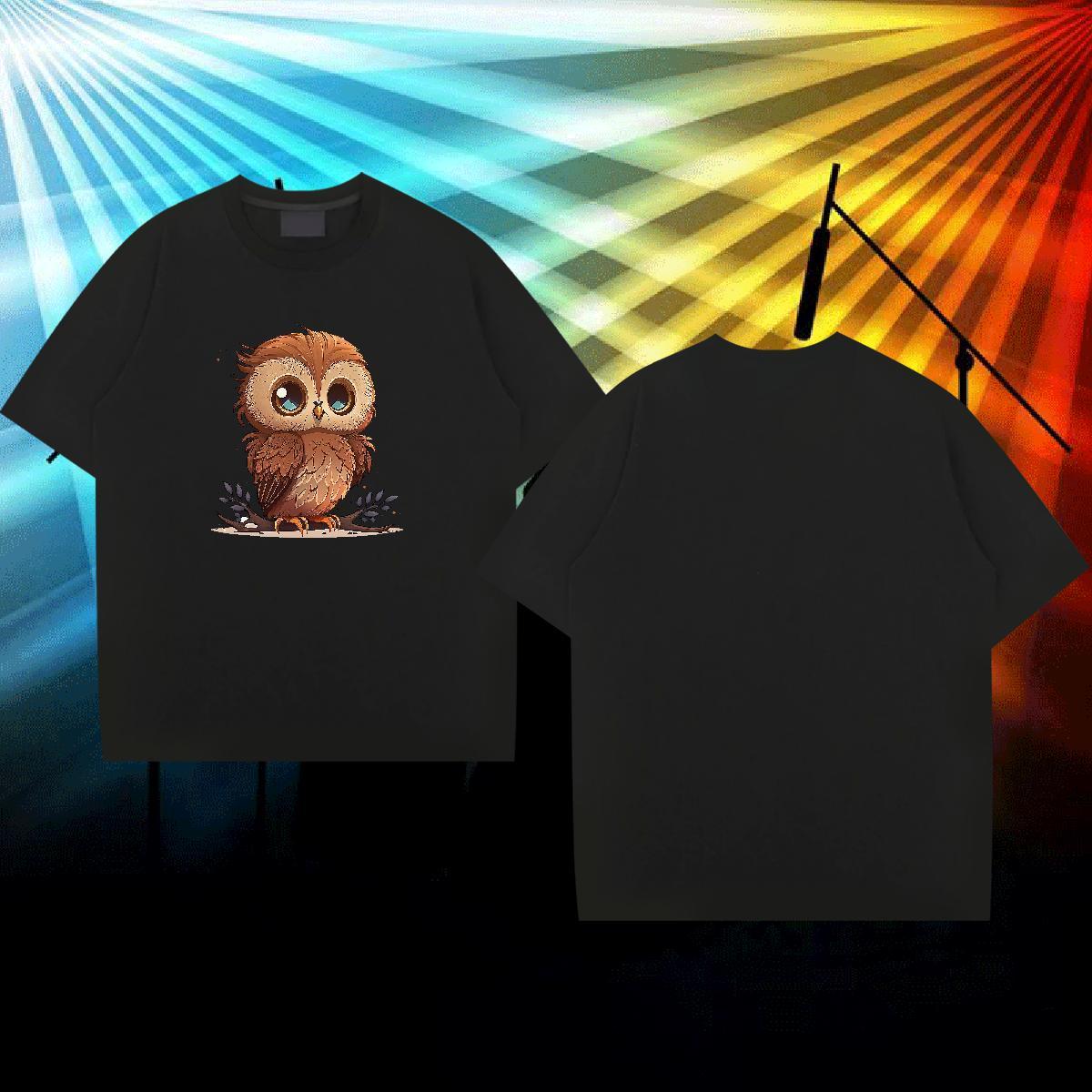 Fashion New Man T Shirts 230g Cotton Owl Anime Printing Street Tops Tees Breathable Short Sleeve Classic Men Clothes T-Shirt Custom Printing