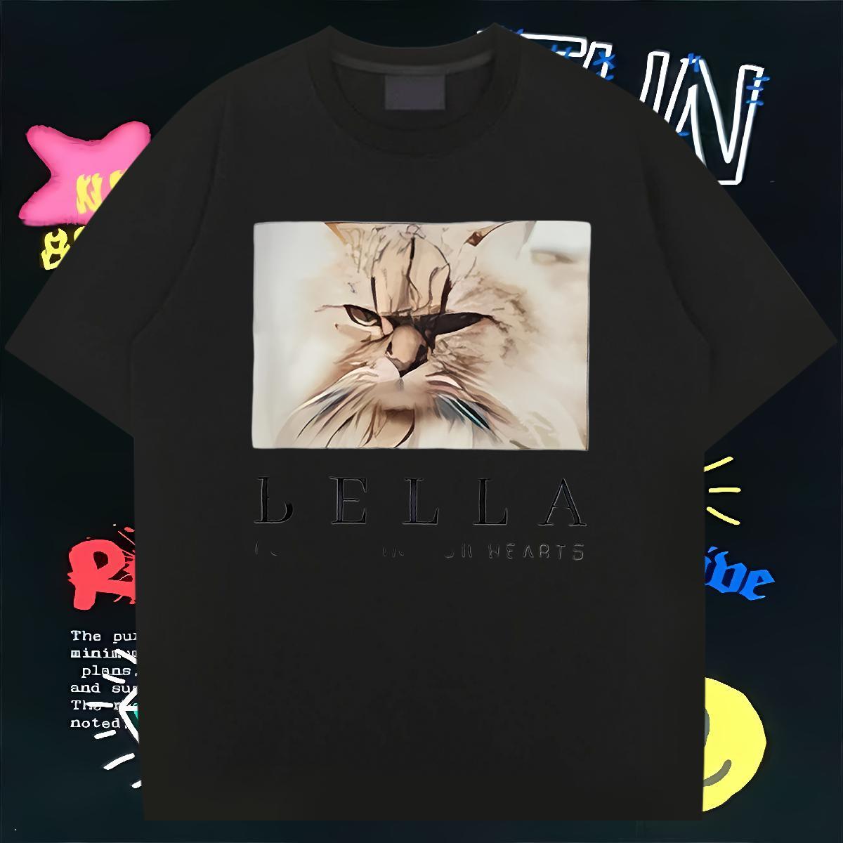 New Designer Man T Shirts 230g Pure Cotton cat Casual Clothings Short Sleeve Soft Brand Men Tshirts Custom Print Oversized