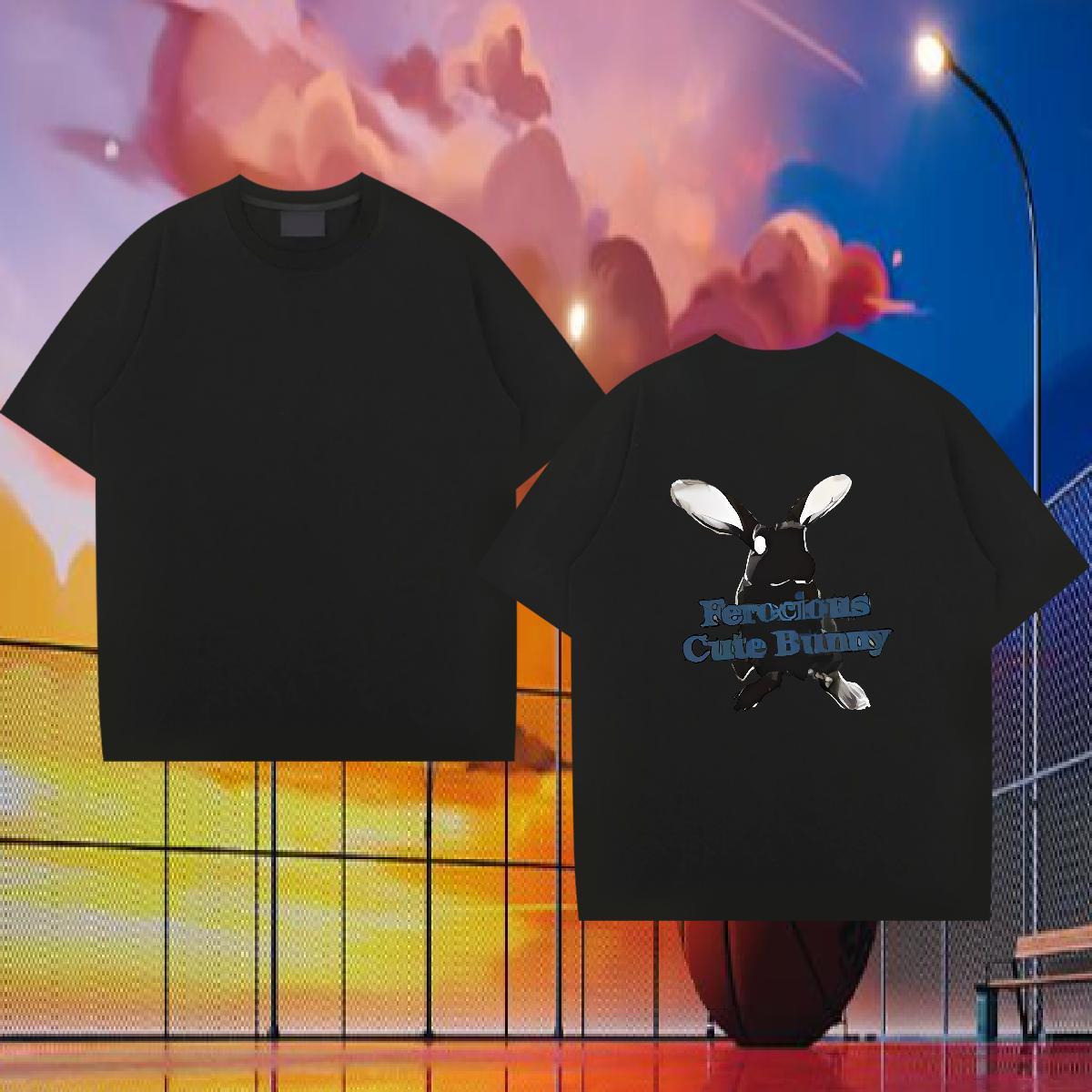 Designer Men T Shirts 230g Pure Cotton rabbit Outdoor Tops Shirt Short Sleeve Soft High Quality Men Tshirts Anime