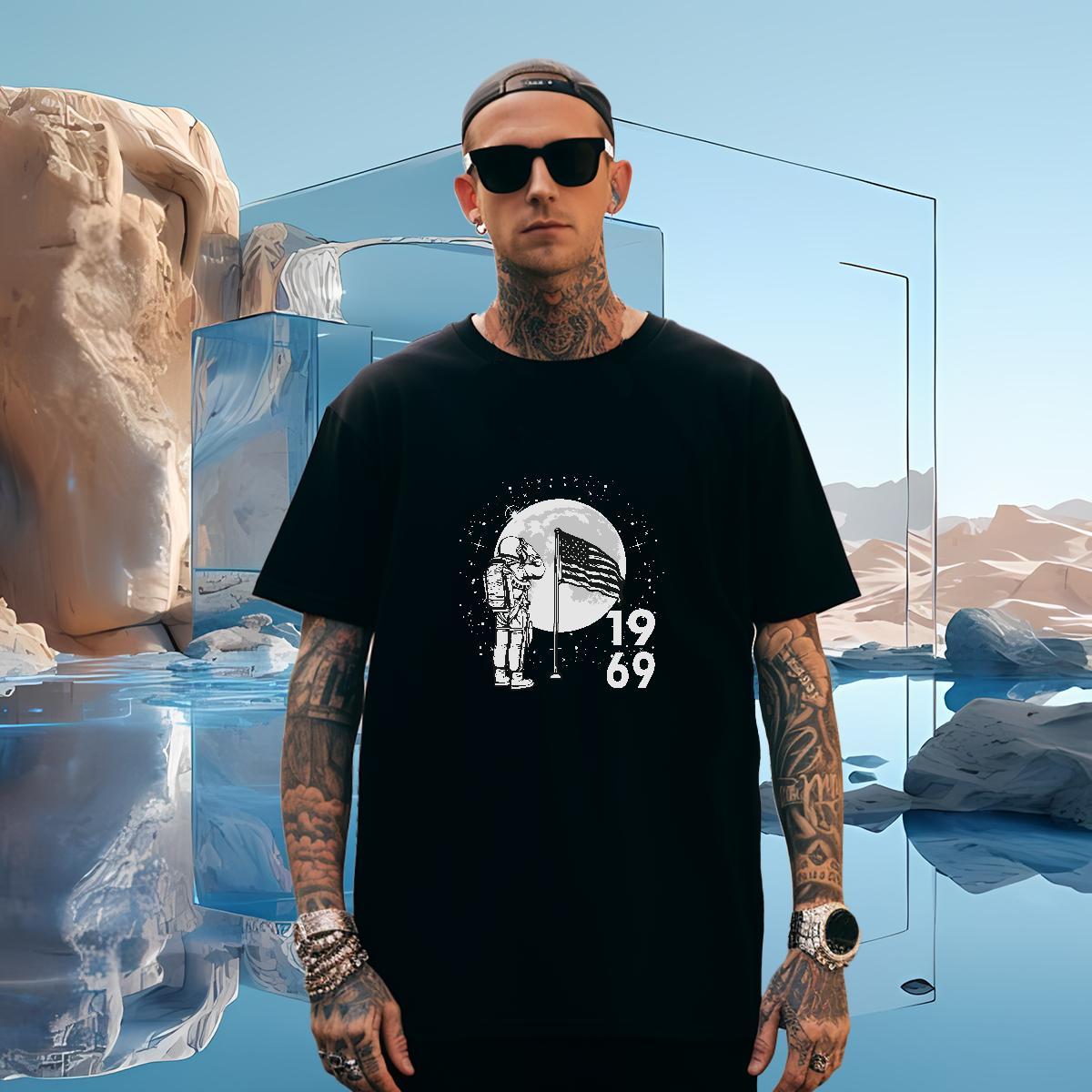 Men T Shirts 230g Pure Cotton universe Home Outdoor Crew Neck Cartoon Printing L-4XL Tshirts New Arrival Designer Top Tees