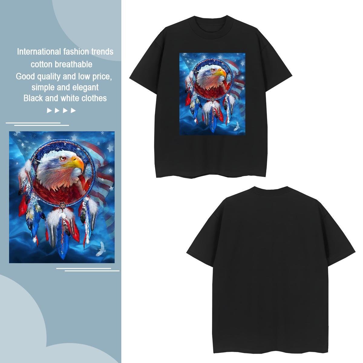 T shirt 100% Cotton 230g eagle Street Wear O Neck Short Sleeves Oversized 4XL Men Tshirts DIY Customized Comfortable Polos