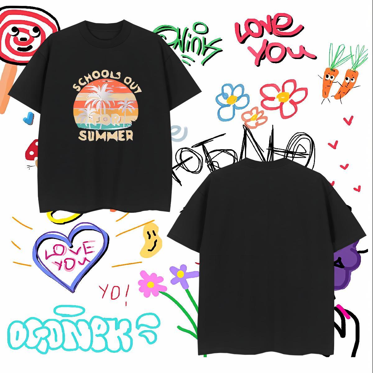 Designer Mens T Shirts 100% Cotton 230g beach Street Casual Clothes Round Neck Short Sleeve Classic Men Tees Customized Print