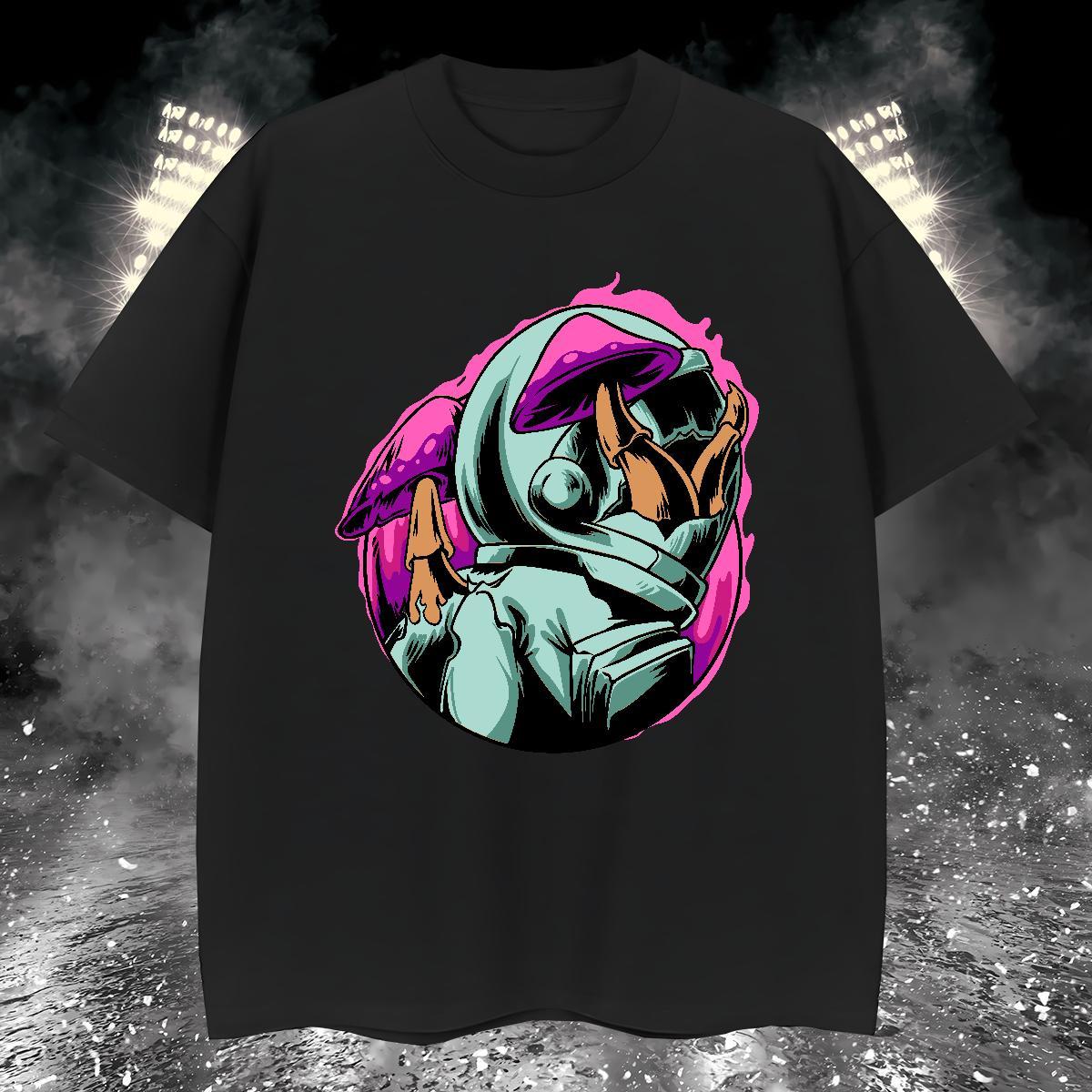 Man T Shirts 230g 100% Cotton spaceman Hip Hop Breathable Short Sleeve Black White Men Tshirts Customized Soft Top Tees