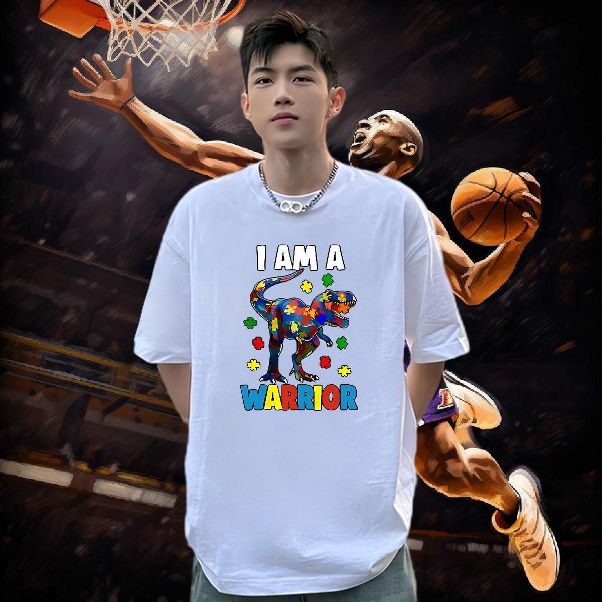 Fashion New T-Shirts 230g Pure Cotton dinosaur Street Wear Clothes Breathable High Quality Couples T Shirts White Plus Size
