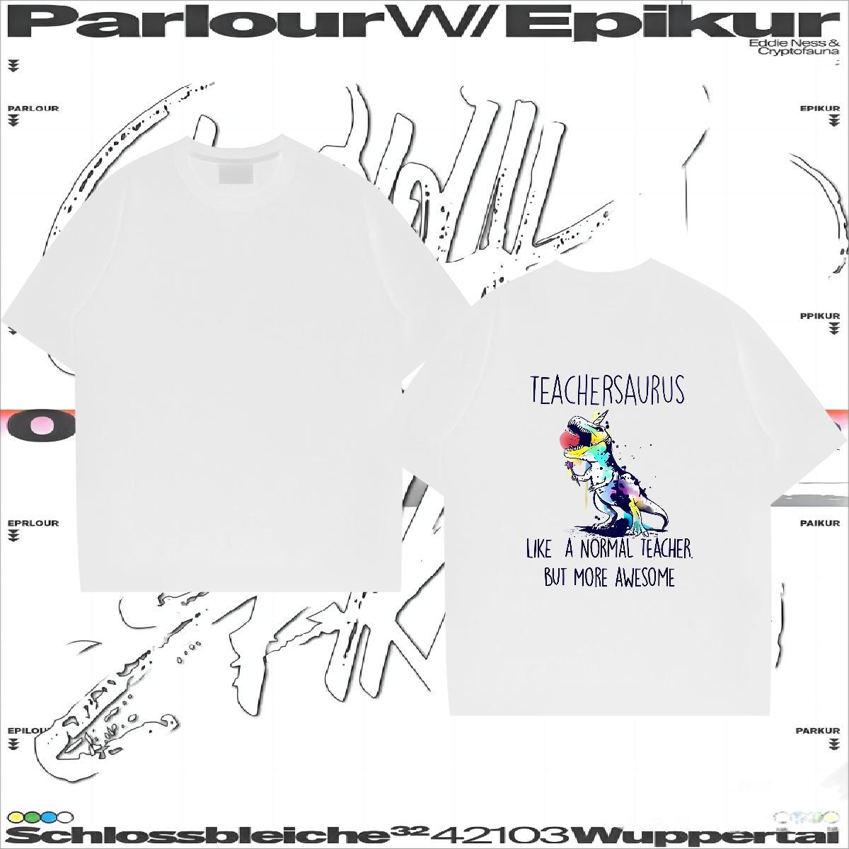 DIY Customized Mens T Shirts 230g Cotton dinosaur Hip Hop Street Top Tees Crew Neck Designer Men Tops Tees Anime