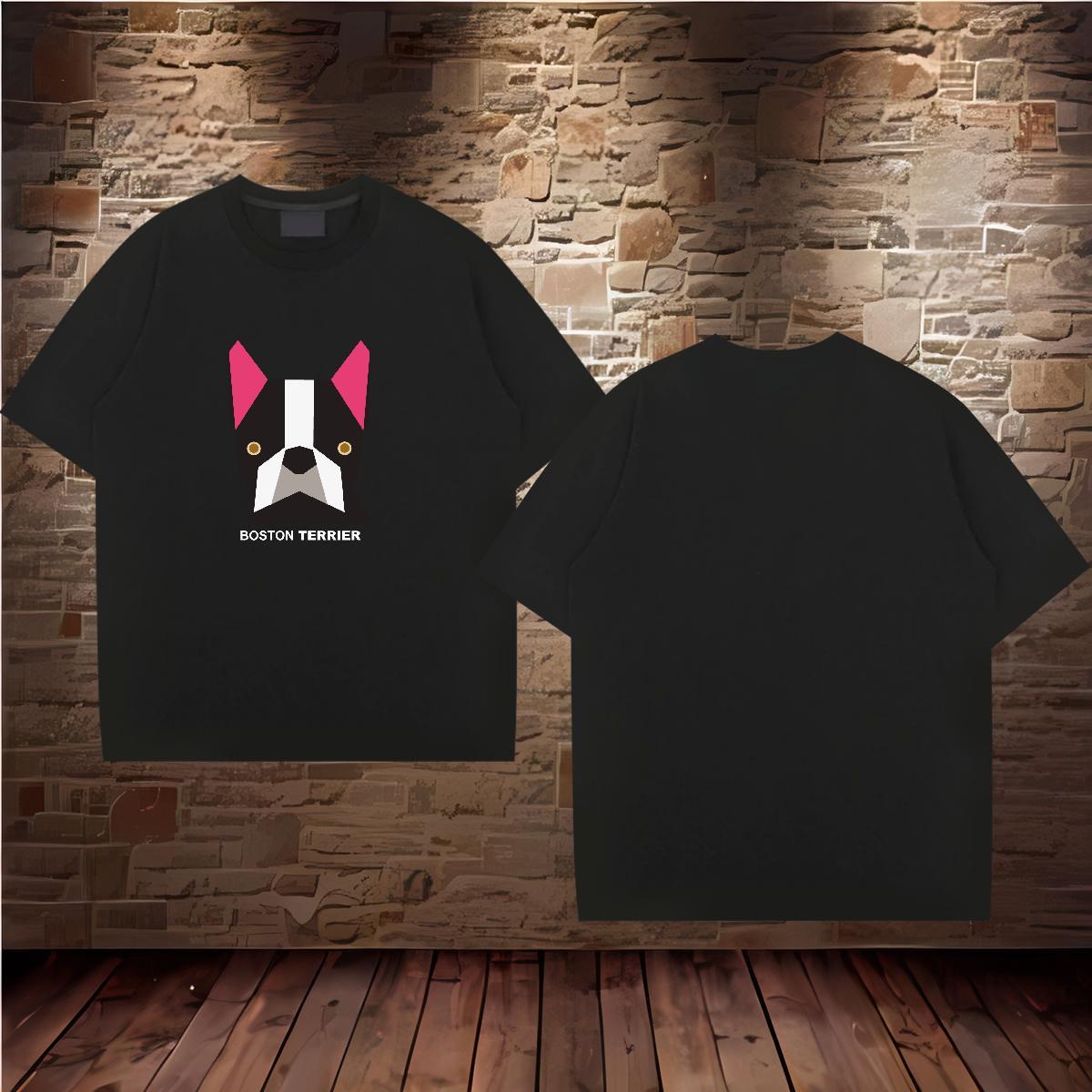 Designer Men T Shirts 100% Cotton 230g dog Street Wear Tee Shirt Breathable Loose Men Tees Plus Size Cartoon
