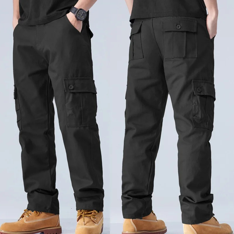 Cotton Cargo Pants Men Overalls Army Style Tactical Workout Straight Trousers Outwear Casual Multi Pocket Baggy 240806