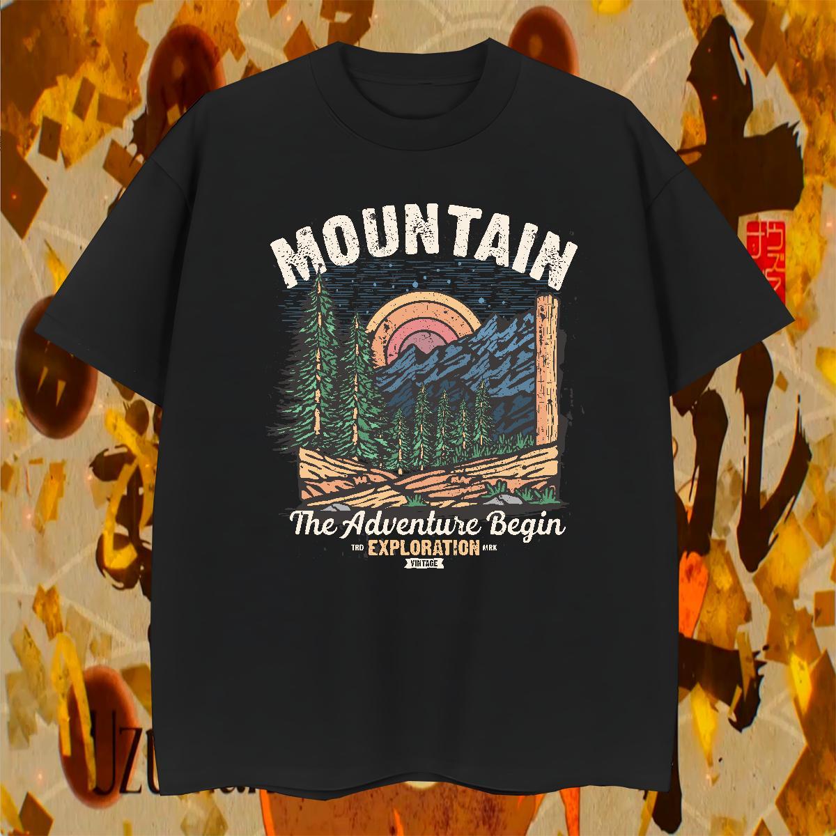 High Quality Men Tops Tees 230g Cotton Sport mountains Plus Size Custom Breathable Crew Neck Casual New Man T Shirts Tops Shirt