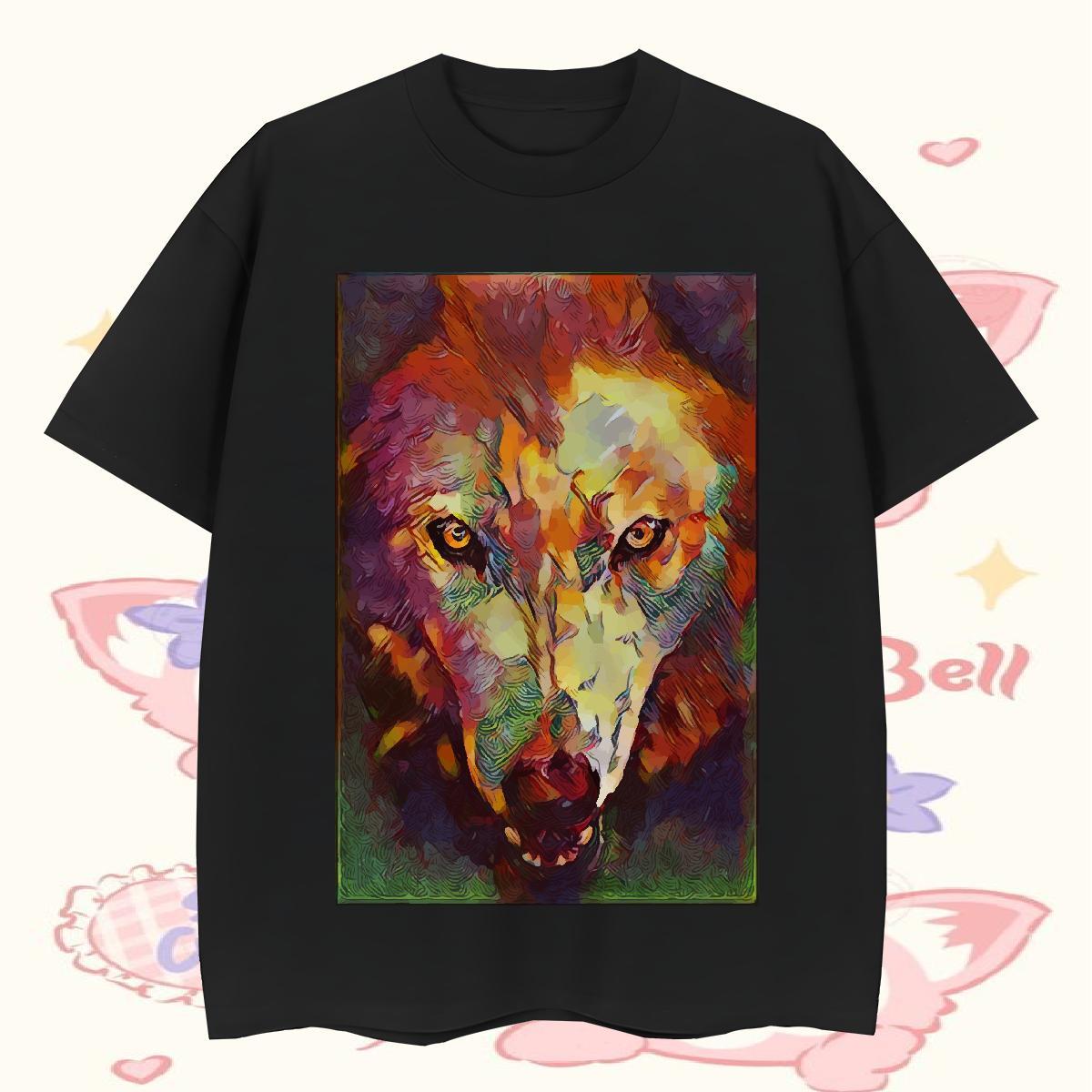 Classic Casual T-Shirts 230g 100% Cotton wolf Spring Summer Tops Breathable Brand Tshirt for Man Woman DIY