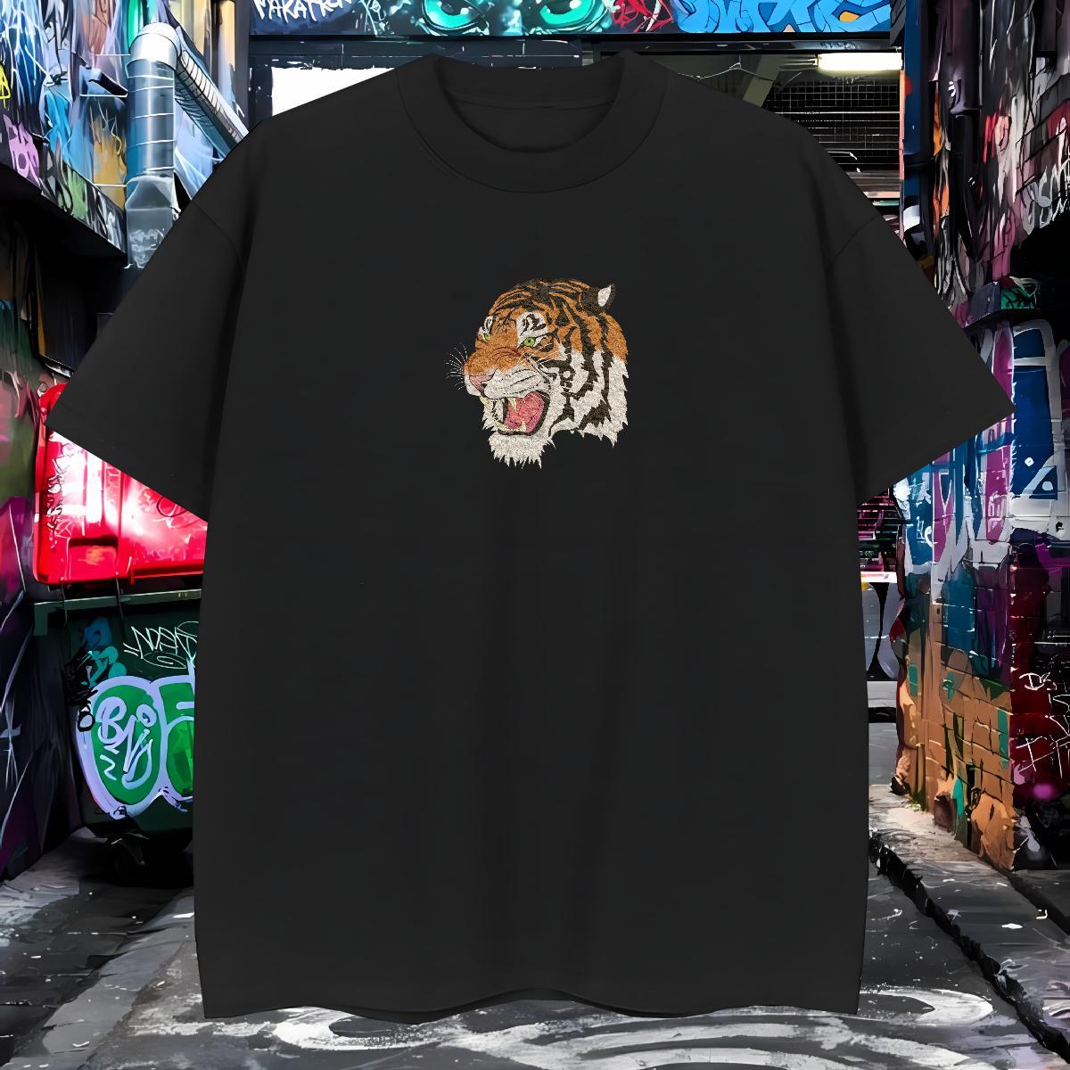 Classic Men Tshirts 230g Pure Cotton tiger T Shirts Men Anime Printing Street Crew Neck Breathable Custom Printed Fashion Designer Tees