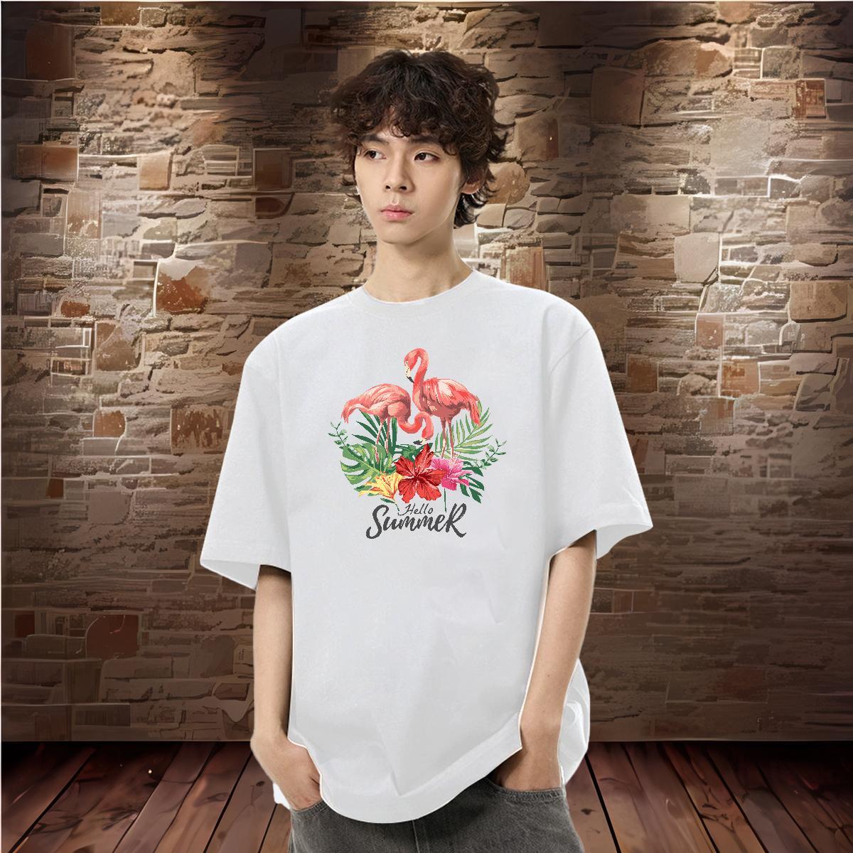 Free Shipping Man T Shirts 100% Cotton 230g bird Daily Outfit Polos Breathable Short Sleeve Cool Men Tops Tees Customized Print