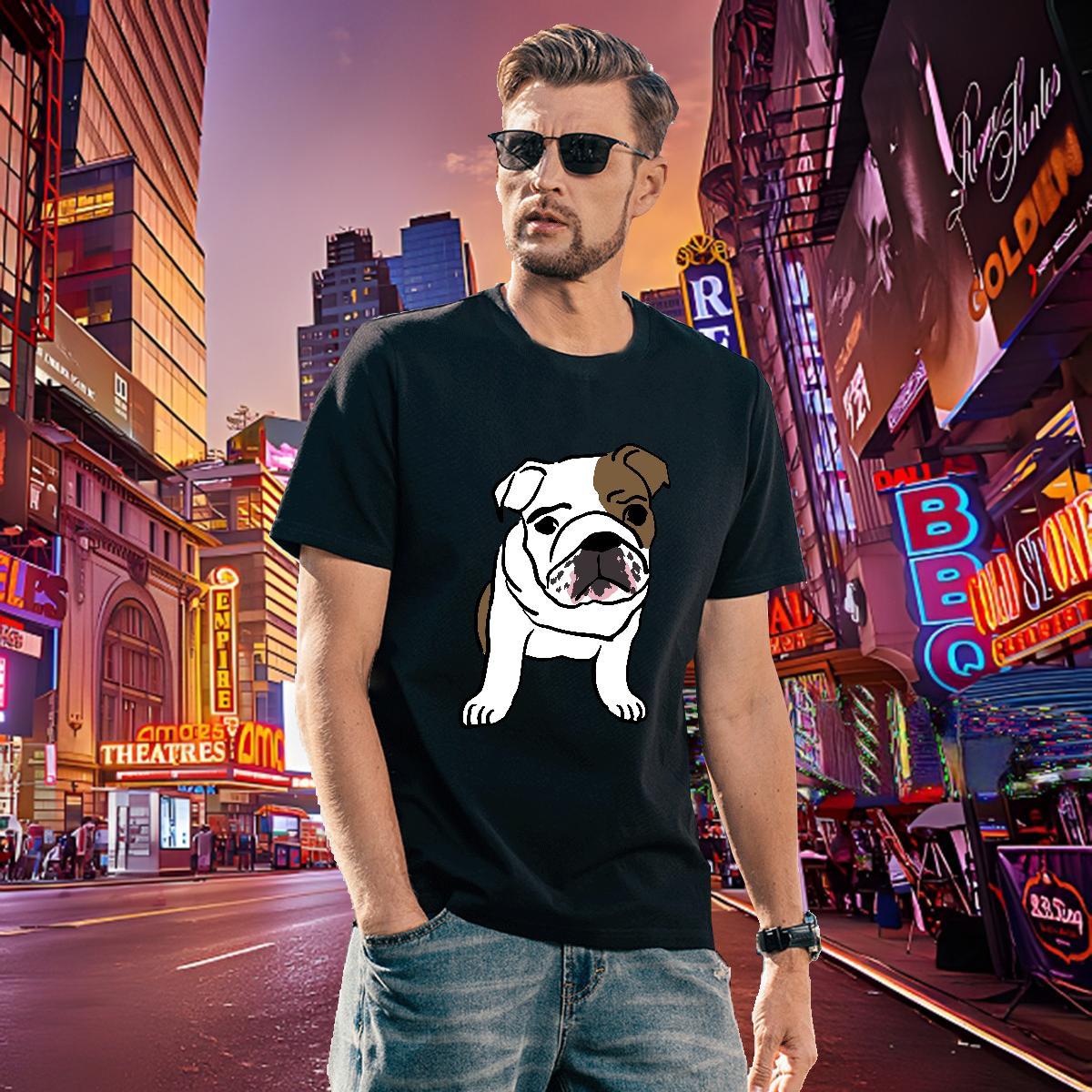 Cool Men Tops Tees 230g Pure Cotton Dog T-Shirts for Men Daily Wear Breathable Crew Neck Asian Size Classic Casual Clothes