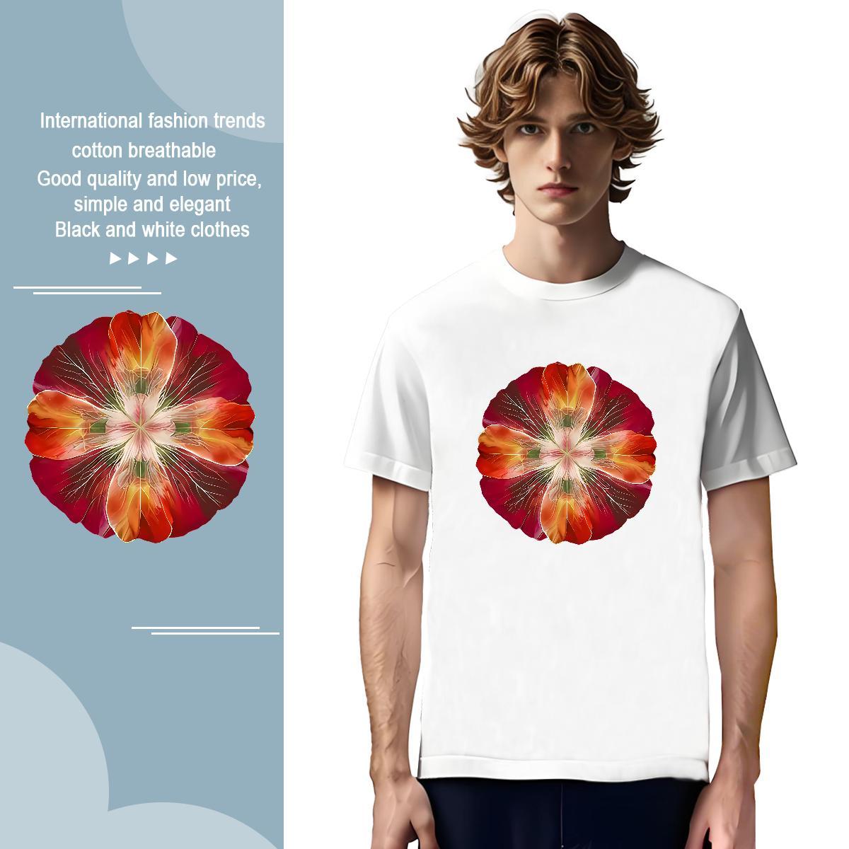 Man T Shirts 230g 100% Cotton flower Anime Printing Street Breathable Short Sleeve Cartoon Print Mens Tshirts Designer Fashion Free Shipping Tops Tees