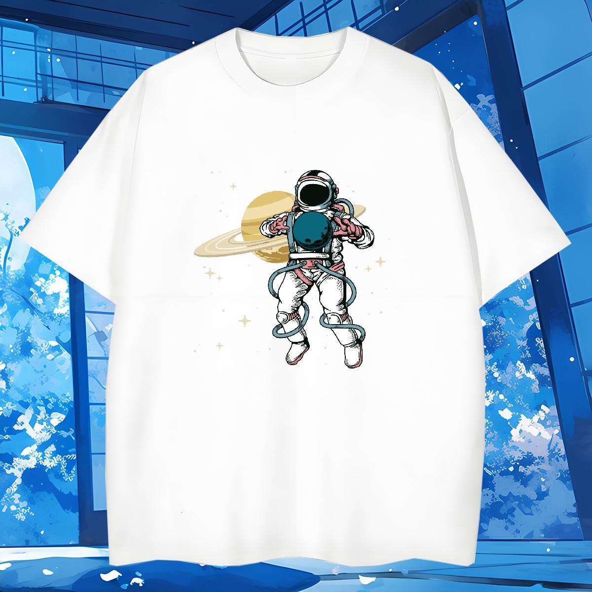 T-Shirts 230g Pure Cotton universe Street Breathable Short Sleeve DIY Anime Men Clothes T-Shirt Casual New Popular Tops Shirt